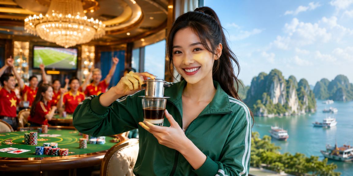 Người dùng chơi bài và trải nghiệm giải trí trực tuyến tại quán cà phê vịnh Hạ Long