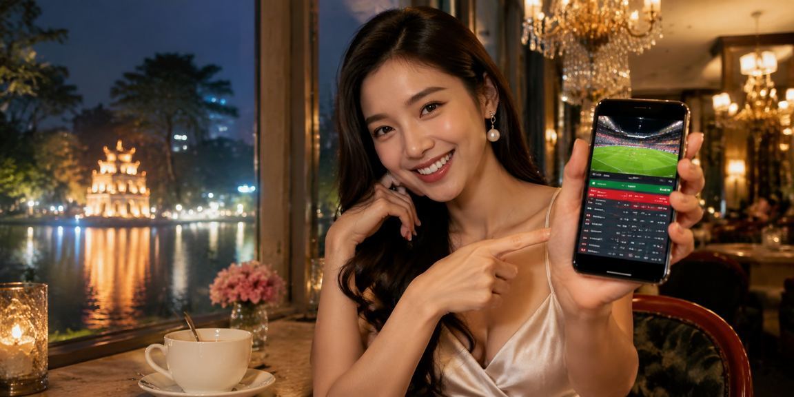 Người dùng tại Hà Nội sử dụng ứng dụng casino trên điện thoại trong quán cà phê