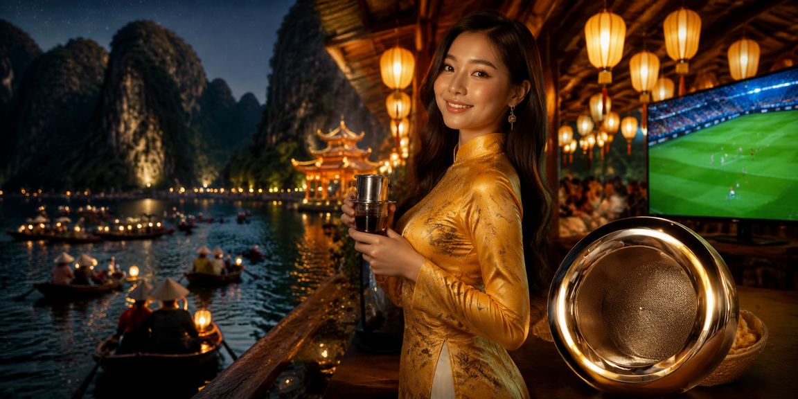 Người dùng tại Ninh Bình theo dõi cá cược bóng đá trực tuyến trong trang phục áo dài
